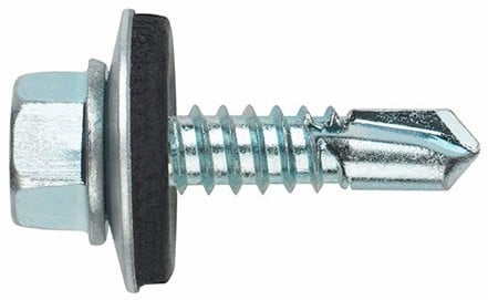 DIN 7504K Boorschroef zeskant 6,3x63 staal verzinkt +16mm EPDM ring (100 st.)