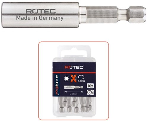 Niet magn.bith. E6,3x60mm met C-ring voor RVS-bits (10 st.)