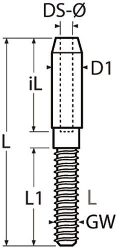 Walsterminal ESS 5mm draadeind links M8x60 RVS-A4 (1 st.)-2