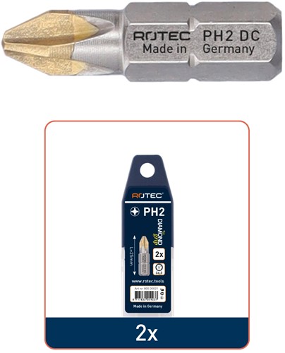 PRO Schroefbit PH 2, L=25mm, C6.3, DIAMOND (2 st.)