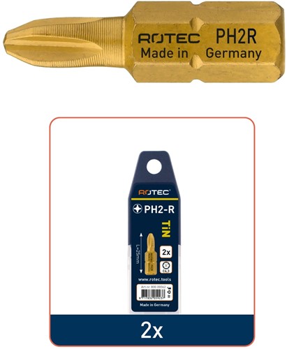 PRO Schroefbit PH 2, gereduceerd, L=25, C6.3, TIN (2 st.)