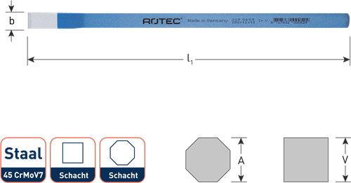 Elektriciensbeitel, 4-kant, 10x200 (1 st.)