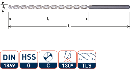 HSS Houtspiraalboor DIN1869 TLS ø6,0x180x260 (5 st.)