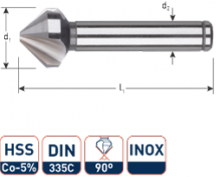 HSSE Verzinkfrezen 90°, 3 snijk. DIN 335 C, INOX 31,0 mm (1 st.)